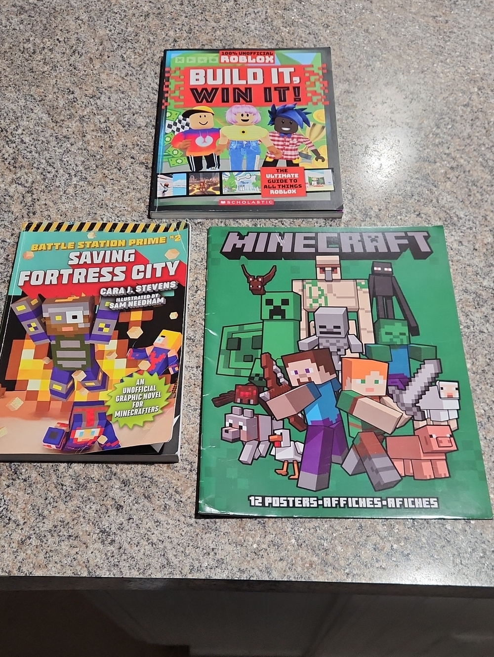 Minecraft & Roblox Kids Book Bundle – Build It, Win It, Fortress City & Posters